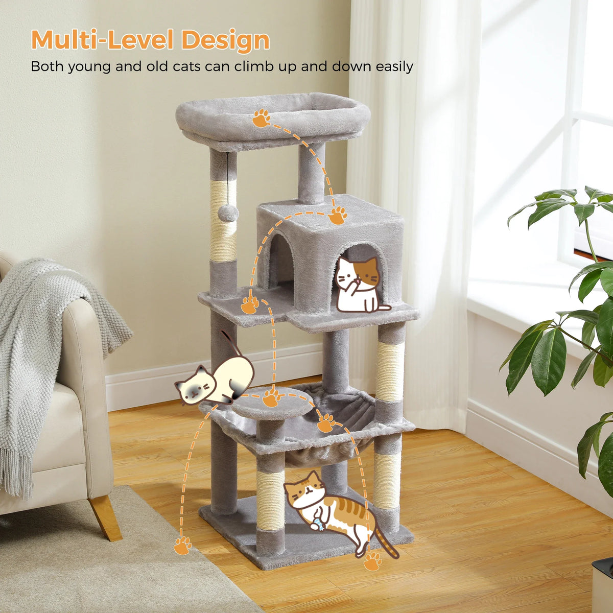 5-Level Cat Tower with Hammock — product view 4